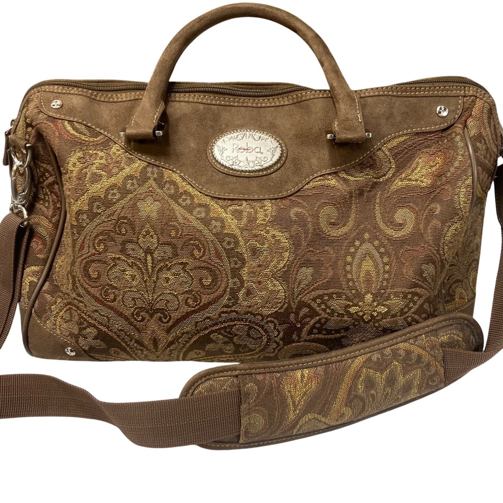Reba McEntire Brown Tapestry Satchel Bag Crossbody Duffel Western Damask Travel